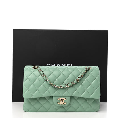 Chanel Lambskin Quilted Medium Double Flap Light Green 10 of 10