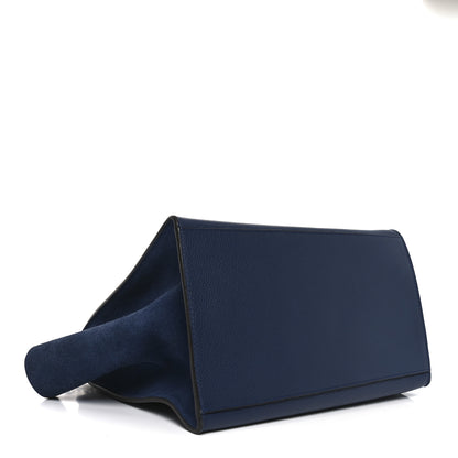 Celine Drummed Calfskin Suede Medium Trapeze Navy Blue 6 of 17