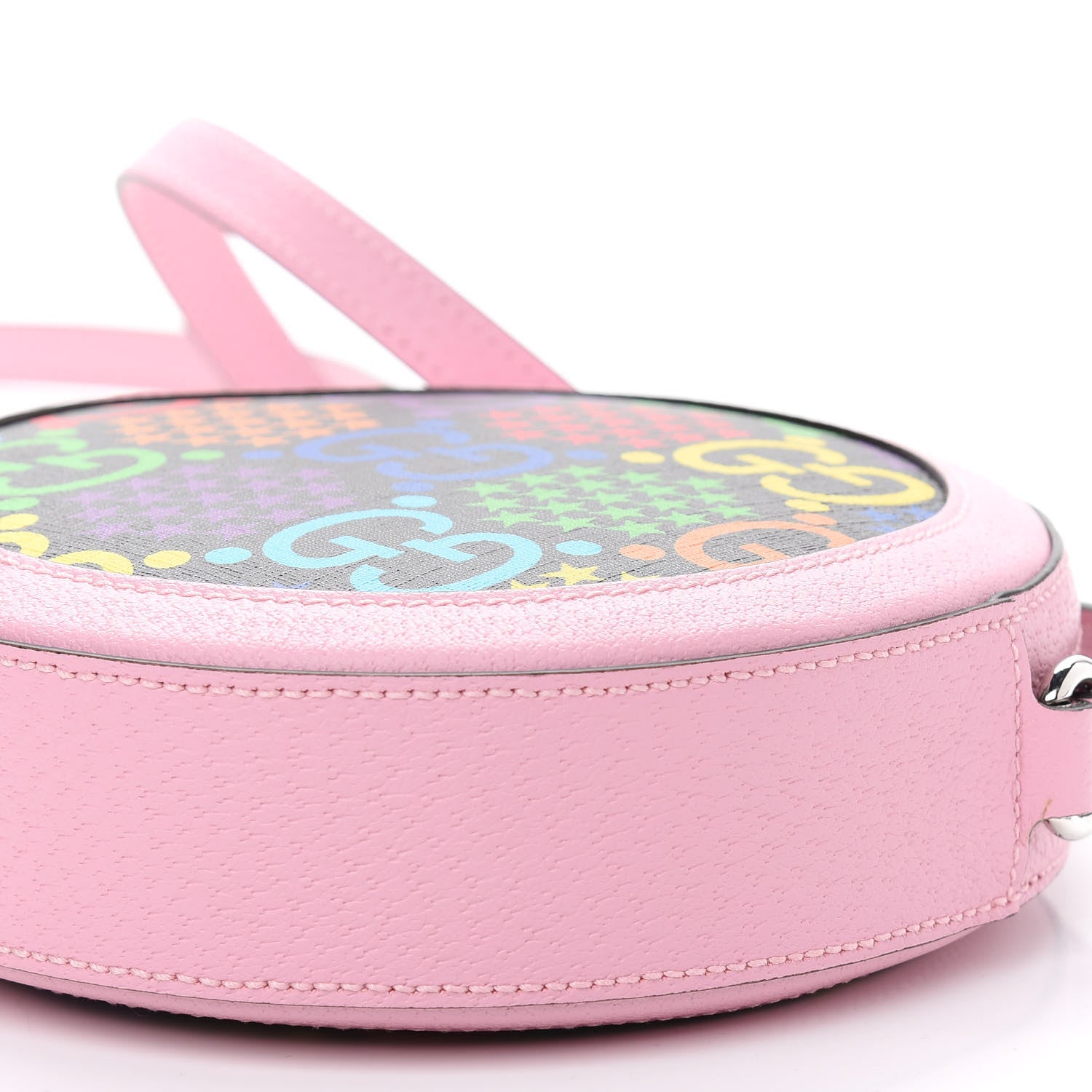 Gucci GG Supreme Monogram Psychedelic Round Shoulder Bag Black Multicolor Sugar Pink 9 of 9