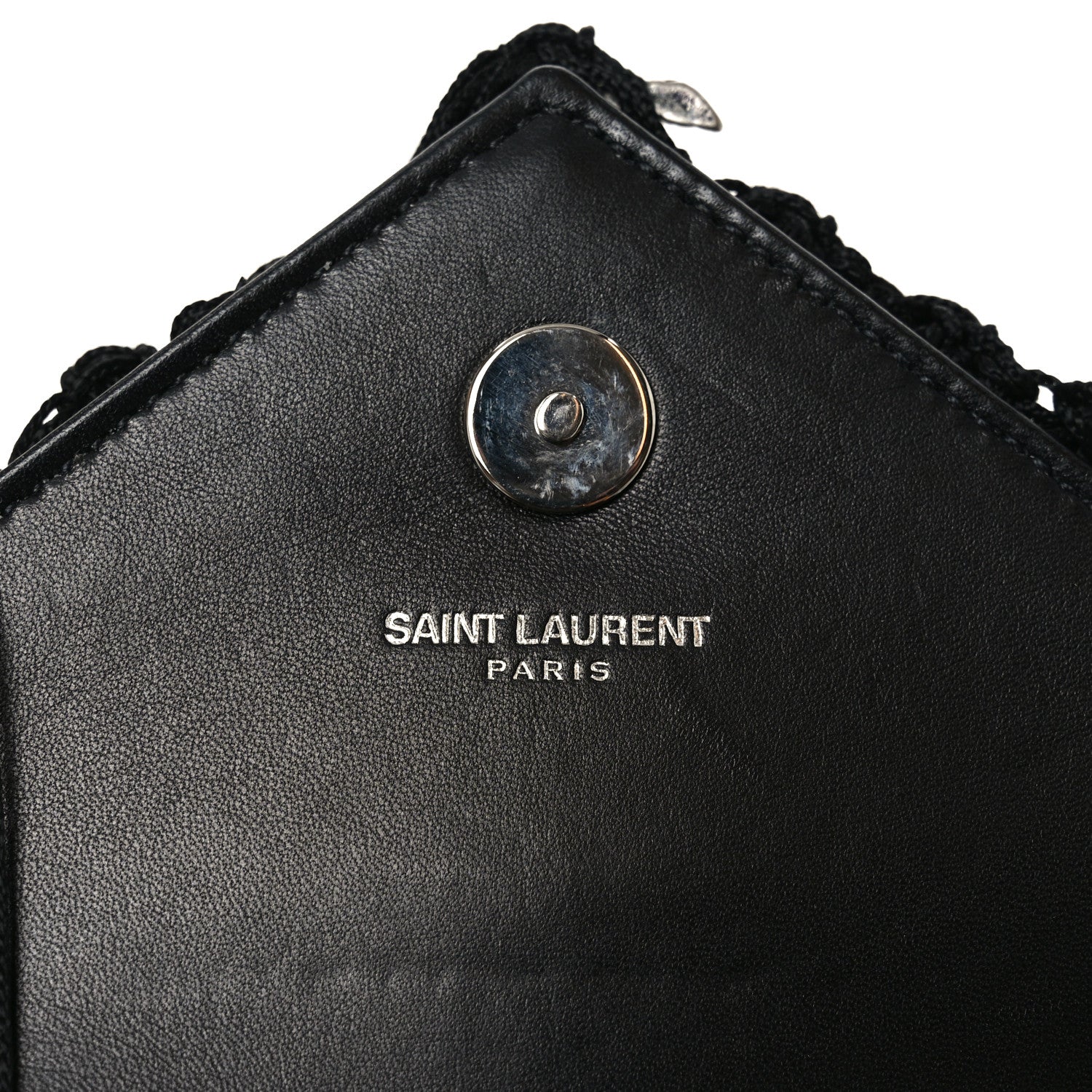 Saint Laurent Calfskin Crochet Baby Monogram Chain Satchel Black 6 of 10