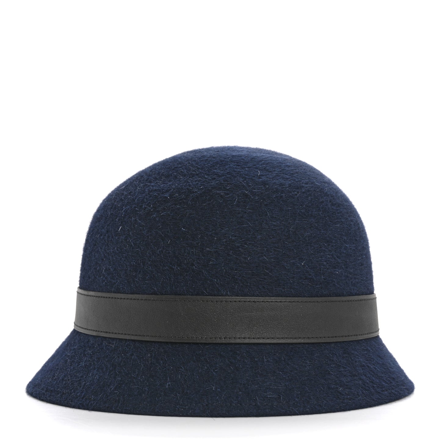 Rabbit Felt Calfskin Paris Hat 58 Marine Black
