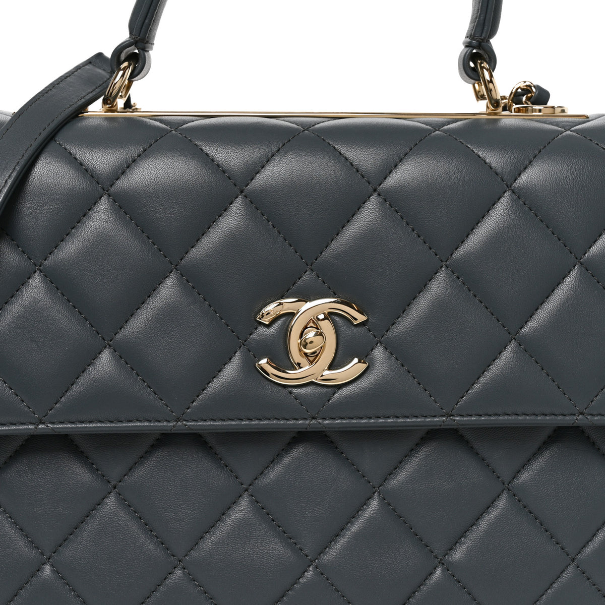 Chanel Lambskin Quilted Medium Trendy CC Flap Dual Handle Bag Dark Grey 8 of 10