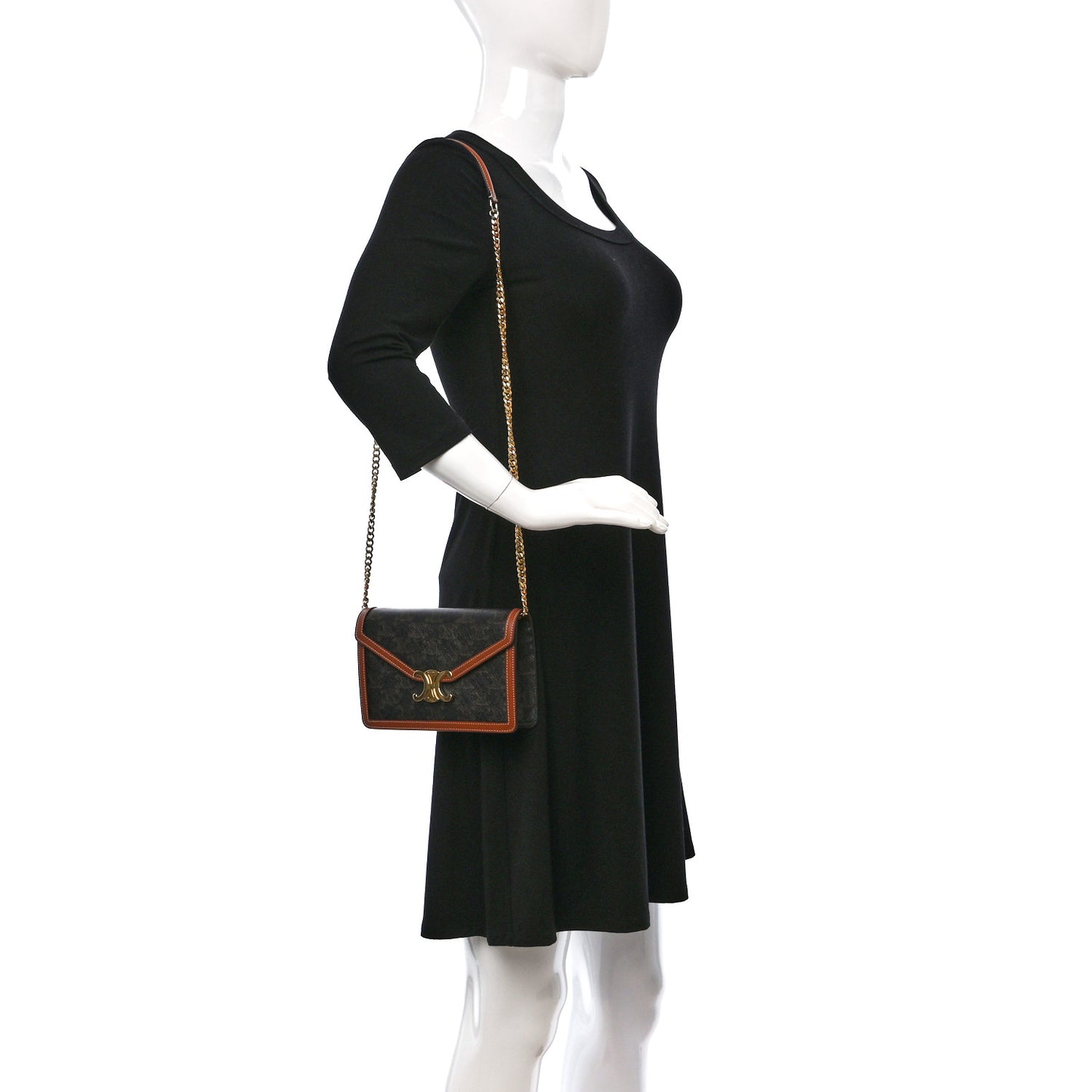 Triomphe Canvas Calfskin Margo Wallet on Chain Tan