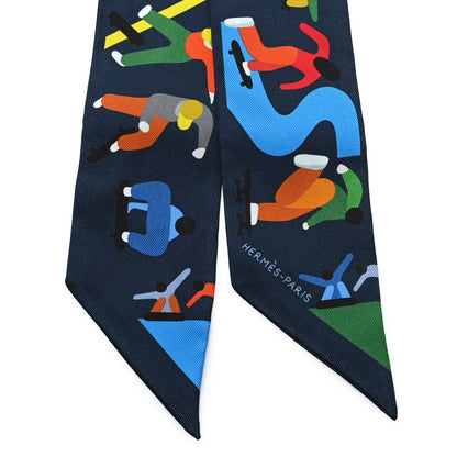 Hermes Silk Figures Libres Twilly Marine Vert Multicolor 2 of 4