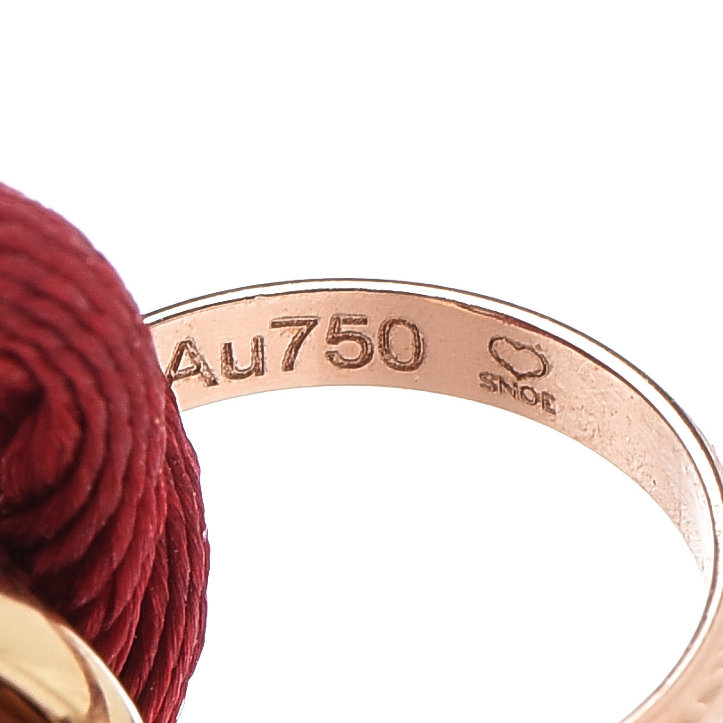 18K Pink Yellow White Gold Trinity Cord Bracelet Red