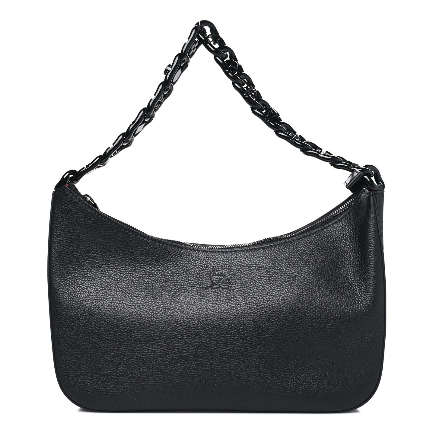 Calfskin Large Loubila Chain Shoulder Bag Black