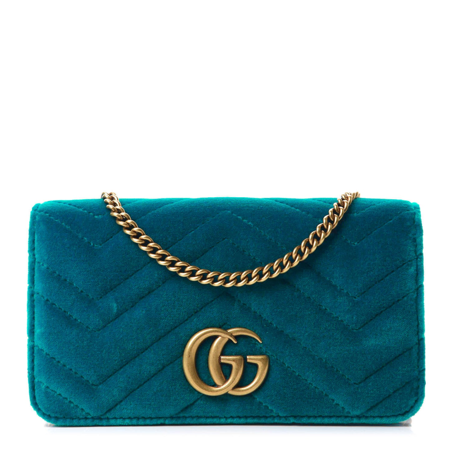 Velvet Matelasse GG Marmont Mini Bag Pavone Cyan