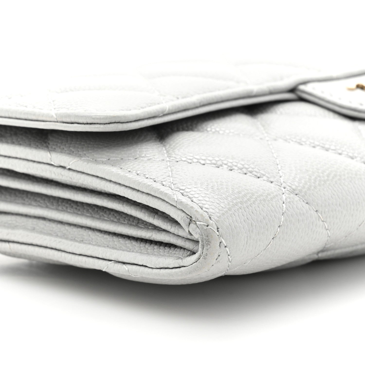 Chanel Caviar Quilted Large Gusset Flap Wallet Grey 14 of 19