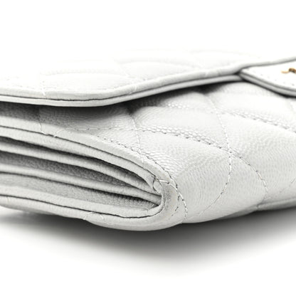 Chanel Caviar Quilted Large Gusset Flap Wallet Grey 14 of 19