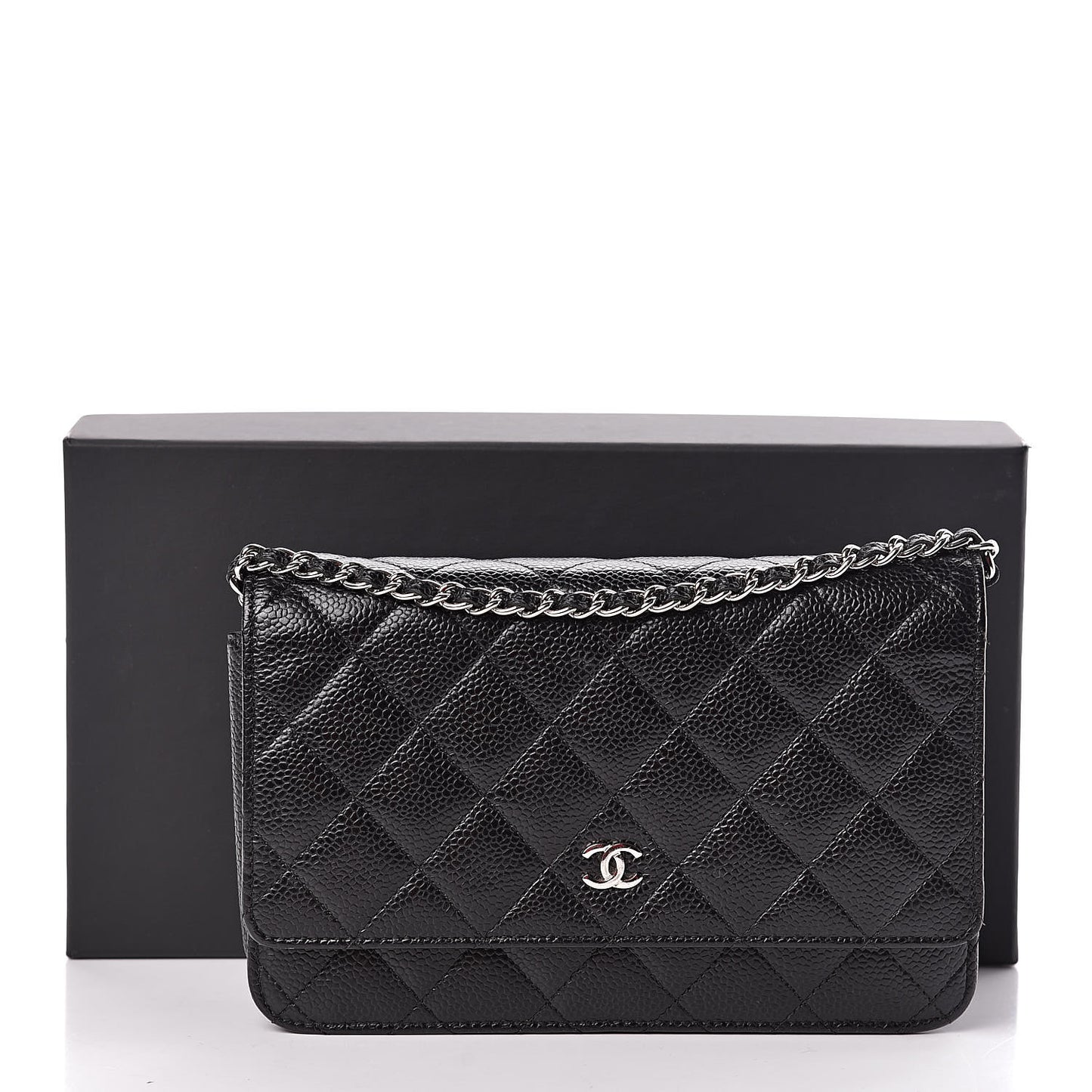 Caviar Quilted Wallet On Chain WOC Black