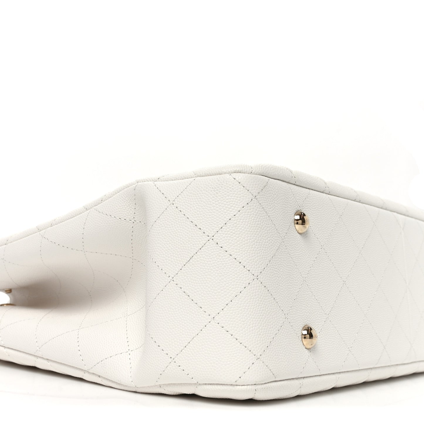 Caviar Quilted Large Classic Shopping Tote White