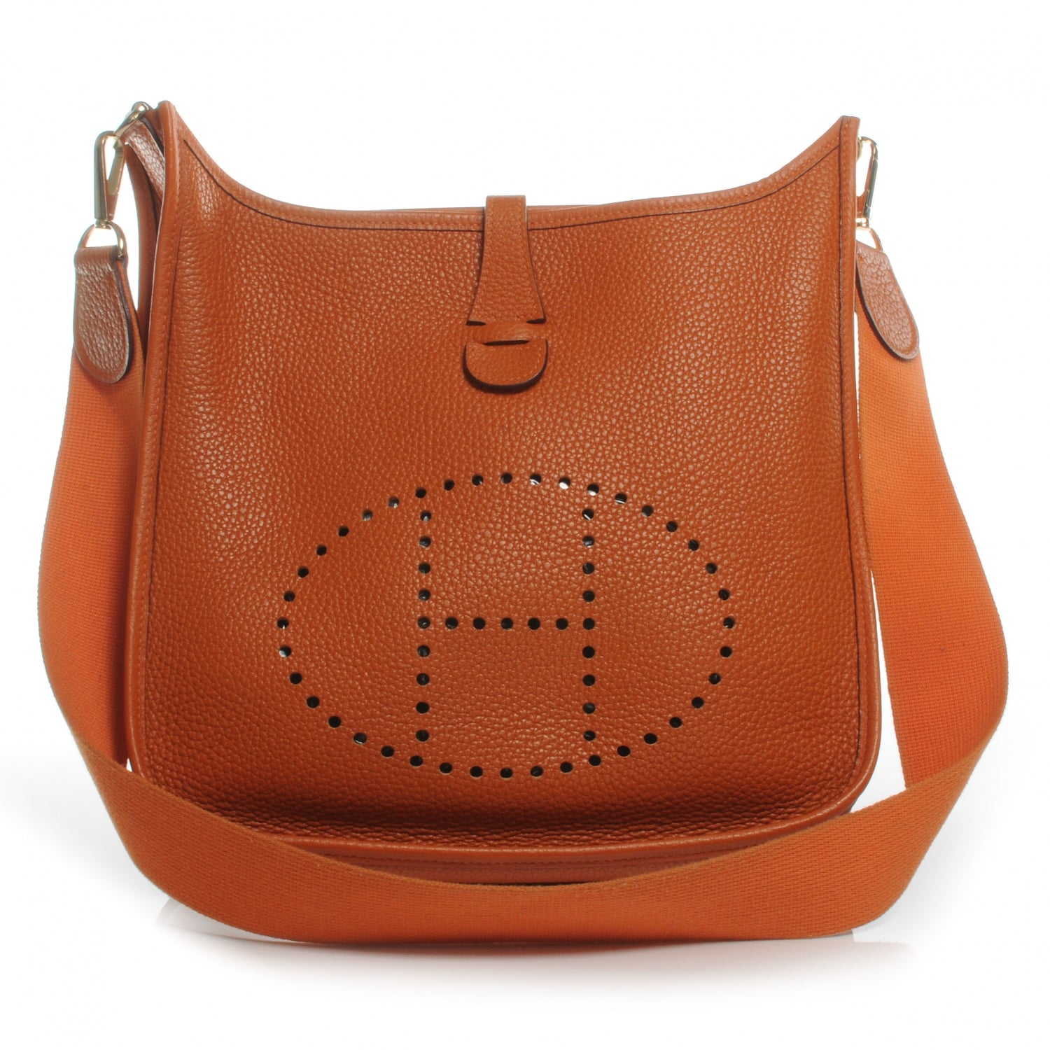 Hermes Taurillon Clemence Evelyne II PM Potiron Orange 1 of 7