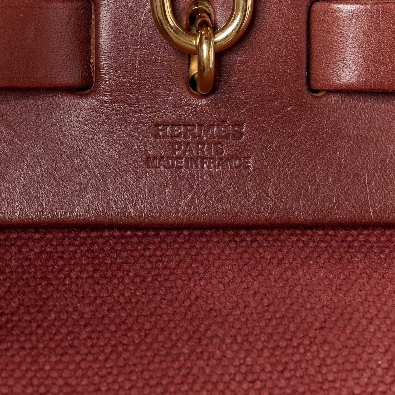 Hermes Toile Calfskin Herbag 39 GM Rouge H 8 of 20