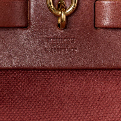 Hermes Toile Calfskin Herbag 39 GM Rouge H 8 of 20