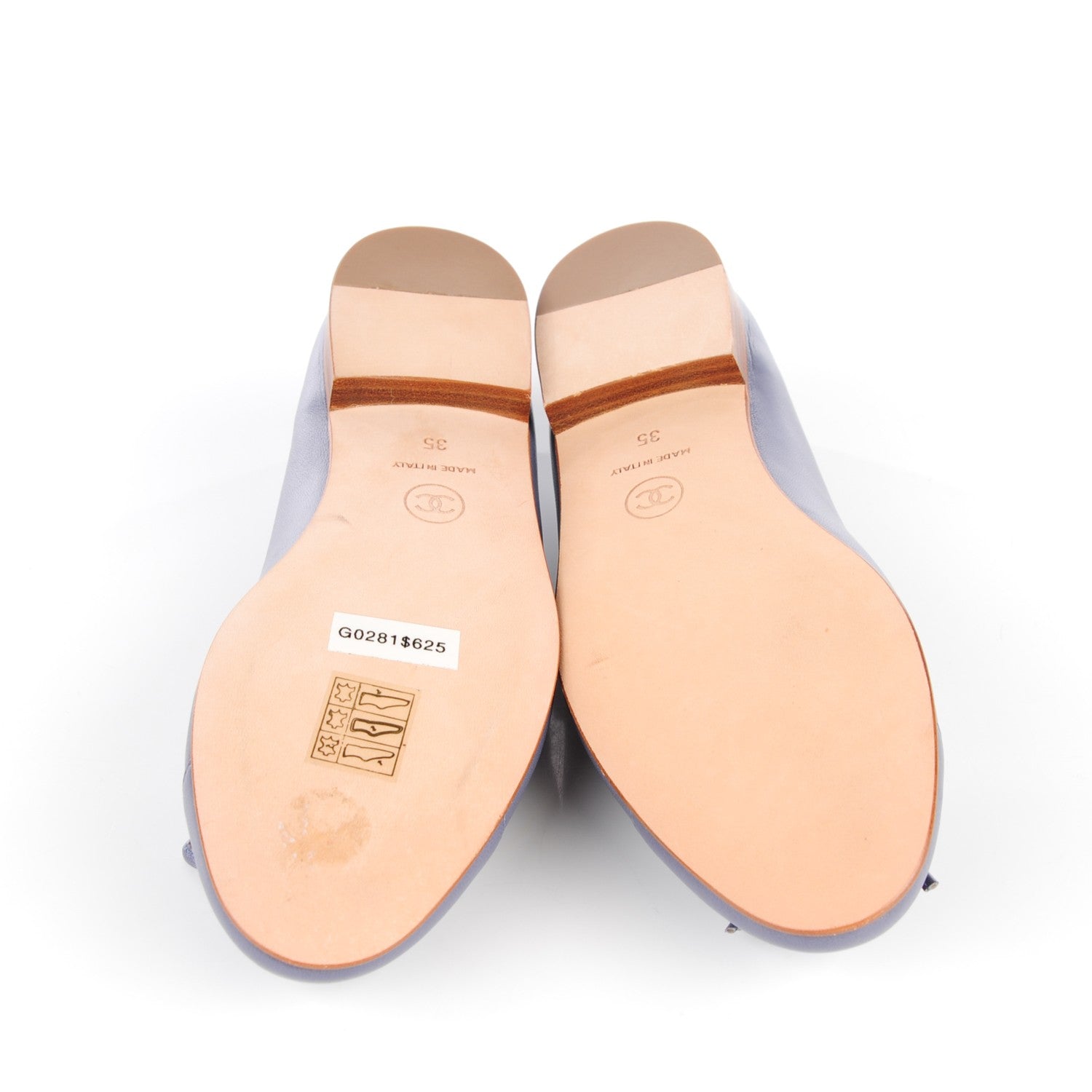 Chanel Lambskin CC Cap Toe Ballerina Flats 35 Purple 5 of 9