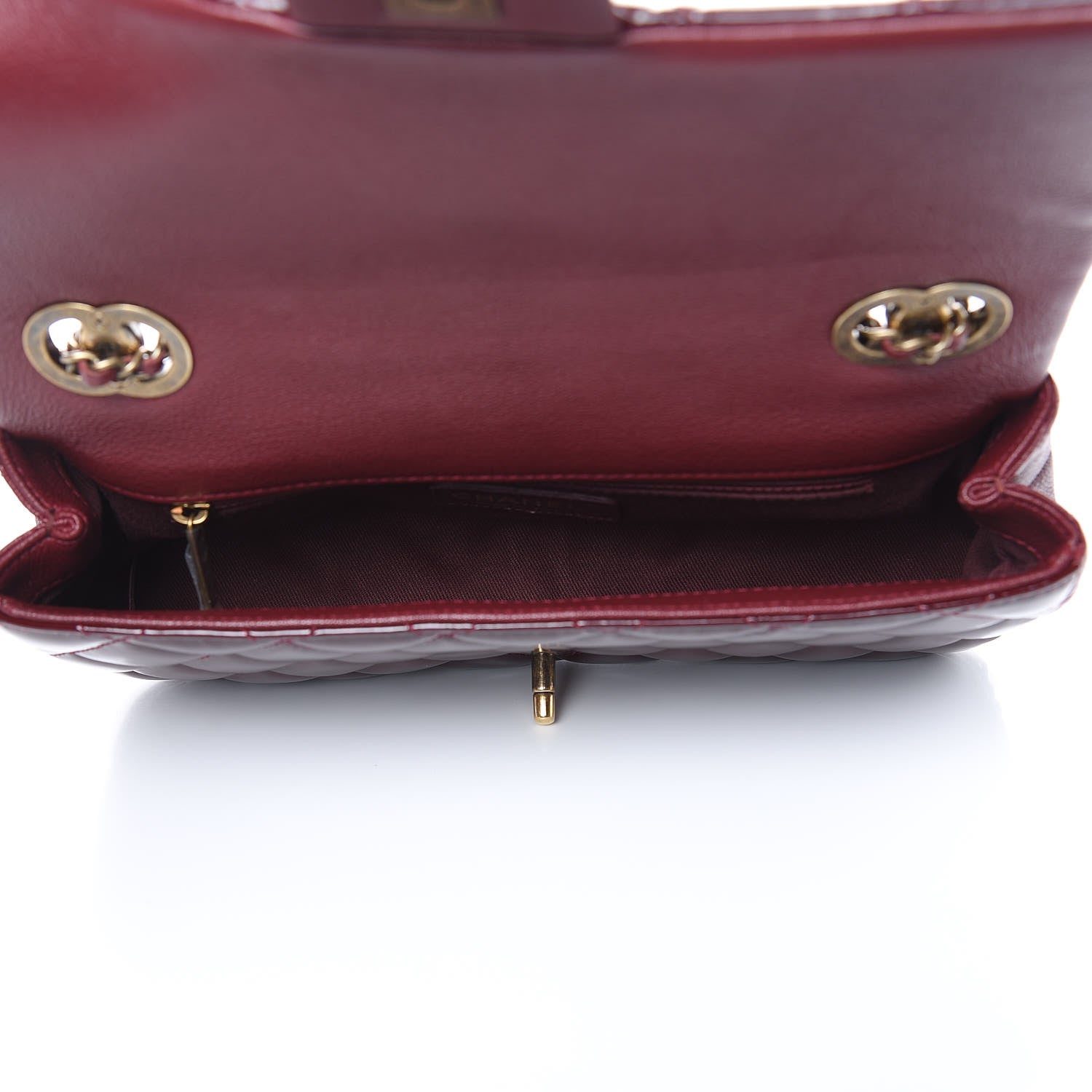 Chanel Patent Goatskin Quilted Medium CC Eyelet Flap Burgundy 5 of 11