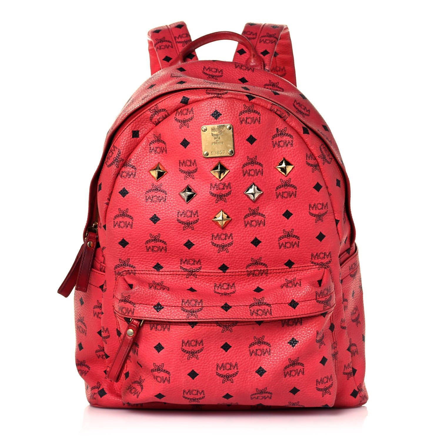 MCM Visetos Medium Sprinkle Stud Stark Backpack Red 1 of 23