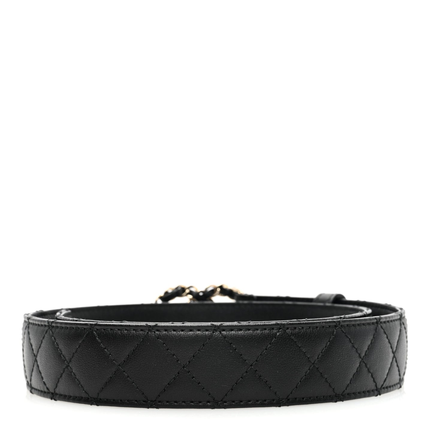 Calfskin Quilted CC Chain Belt 80 32 Black