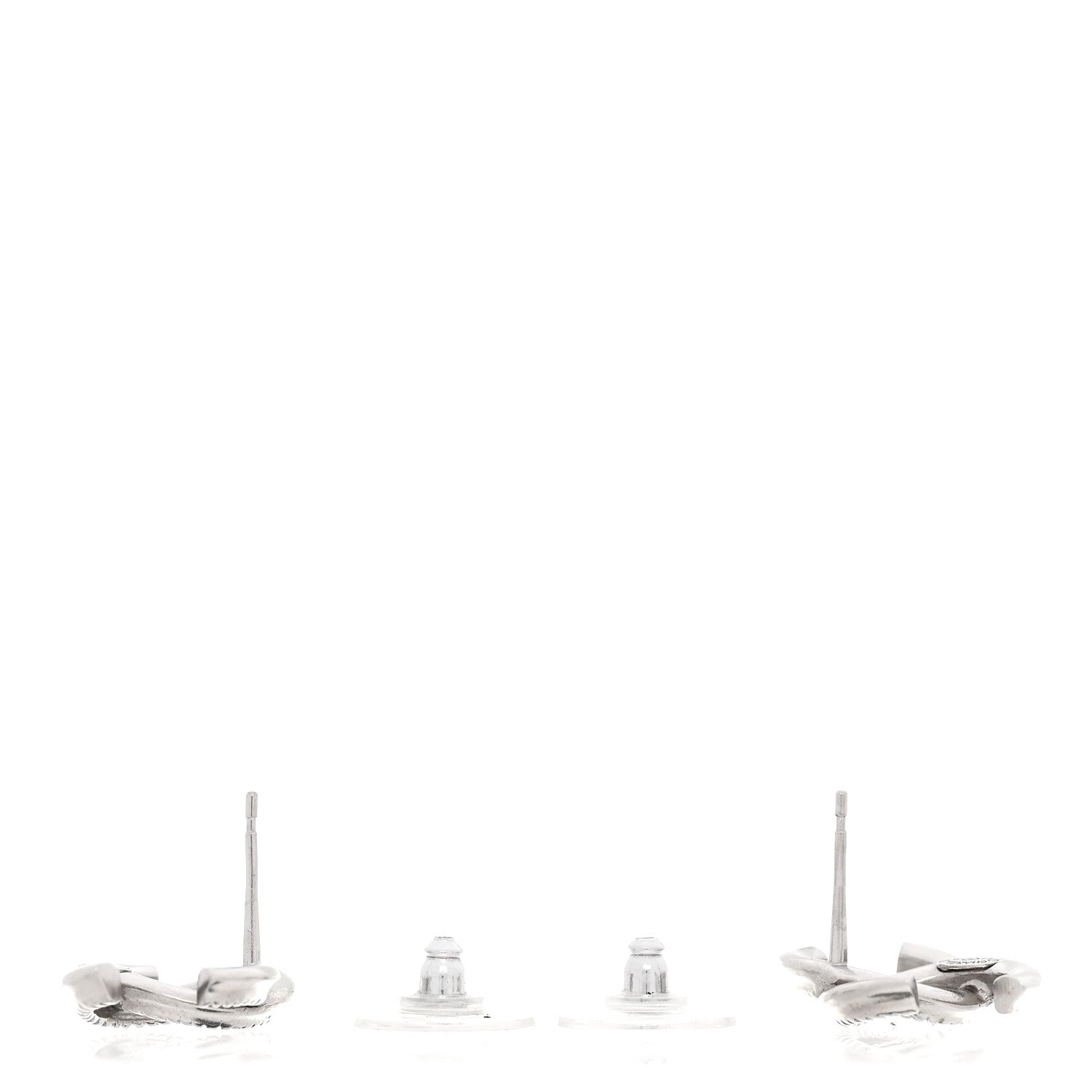 Chanel Metal CC Rope Earrings Silver 3 of 5