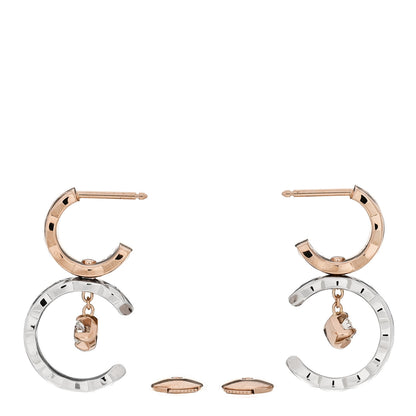 Chanel 18K White Beige Gold Diamond Coco Crush Hoop Drop Earrings 3 of 4
