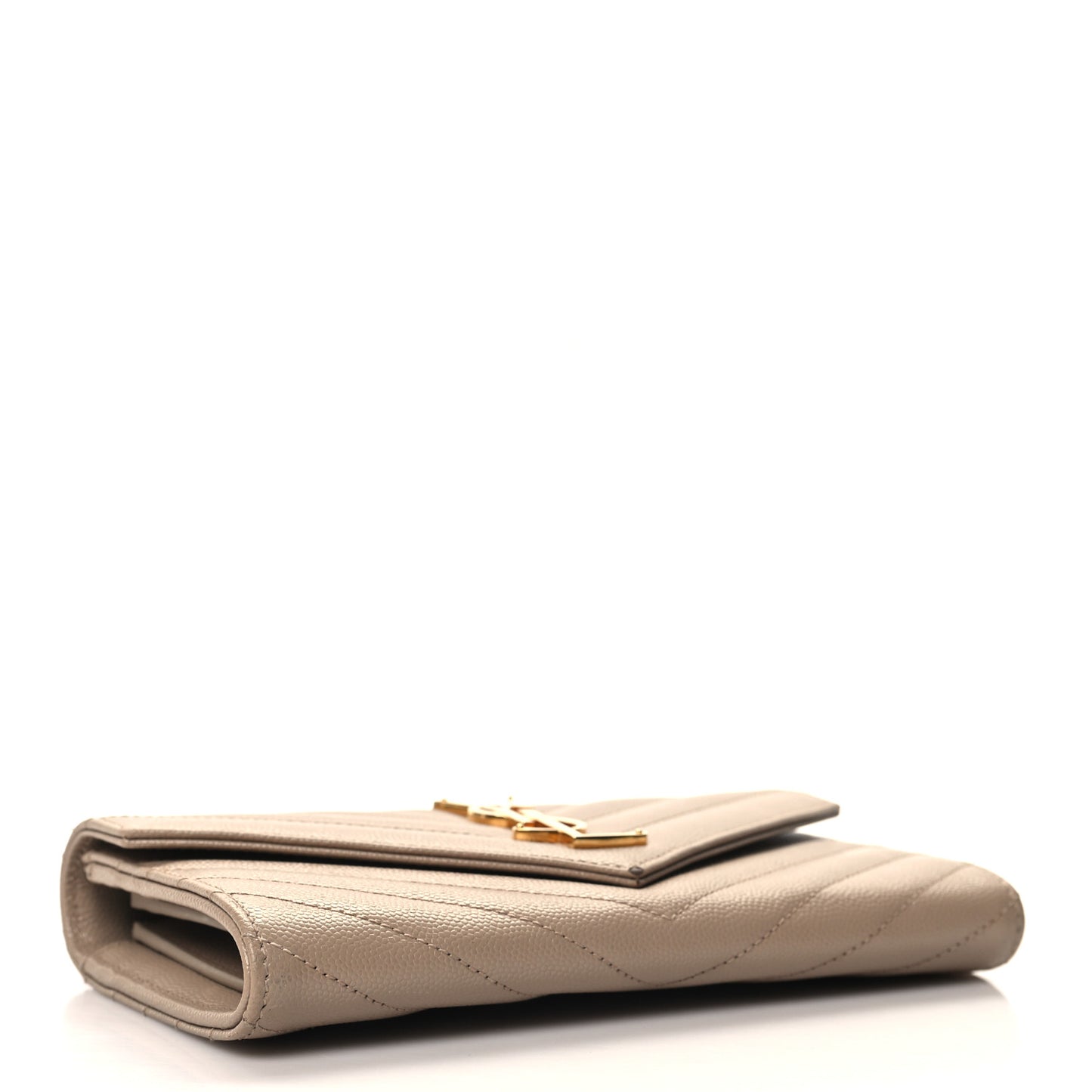 Grain De Poudre Matelasse Chevron Monogram Flap Wallet Dark Beige