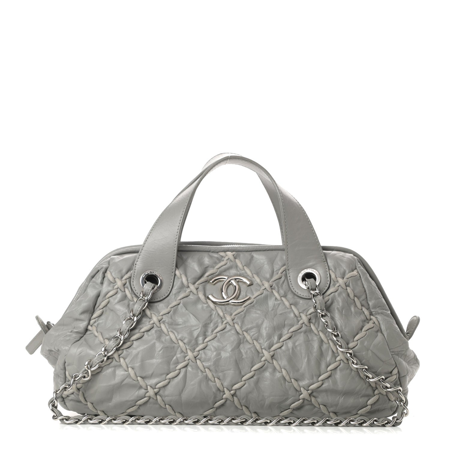 Chanel Calfskin Ultra Stitch Bowler Grey 1 of 14