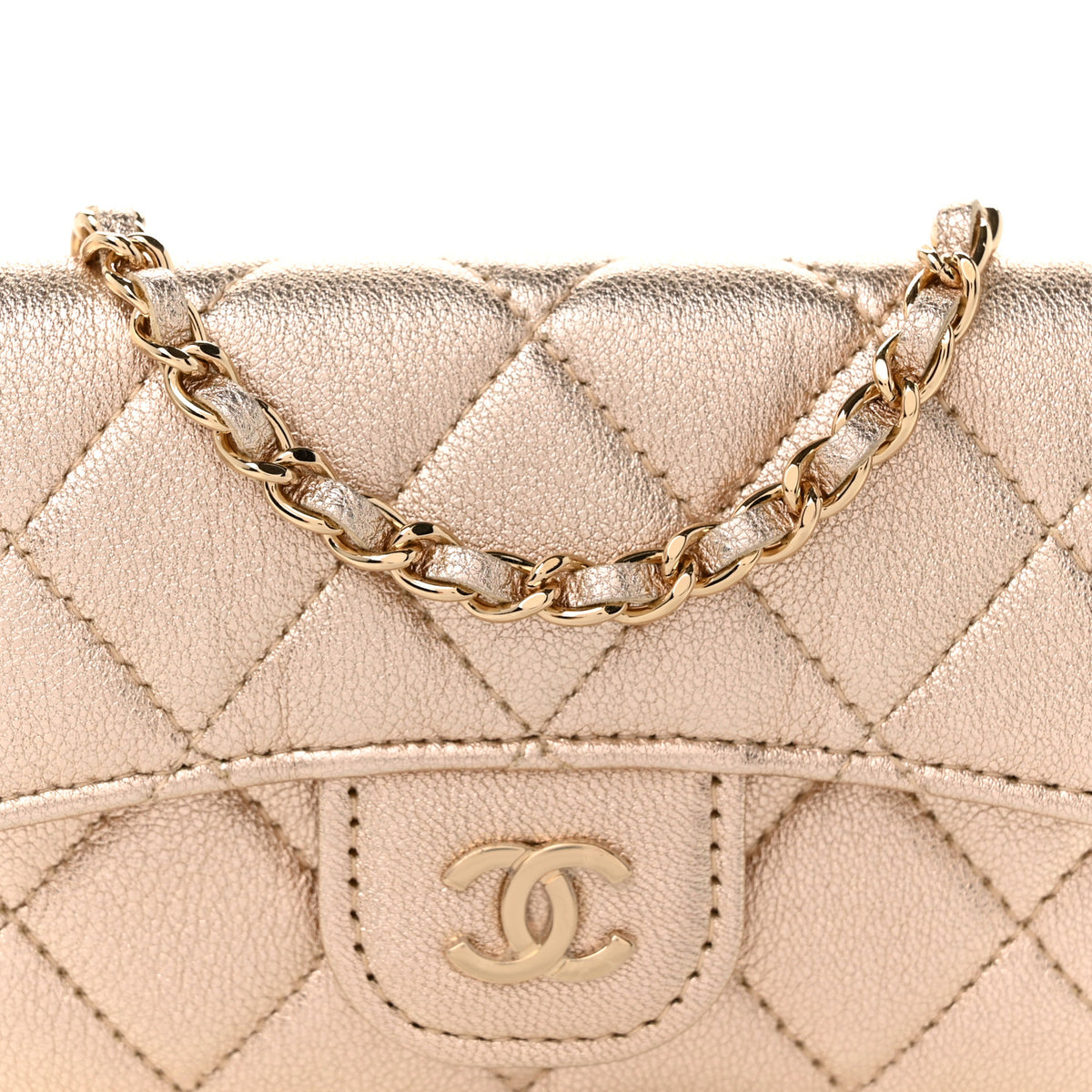 Chanel Metallic Lambskin Quilted Belt Bag Gold 9 of 12