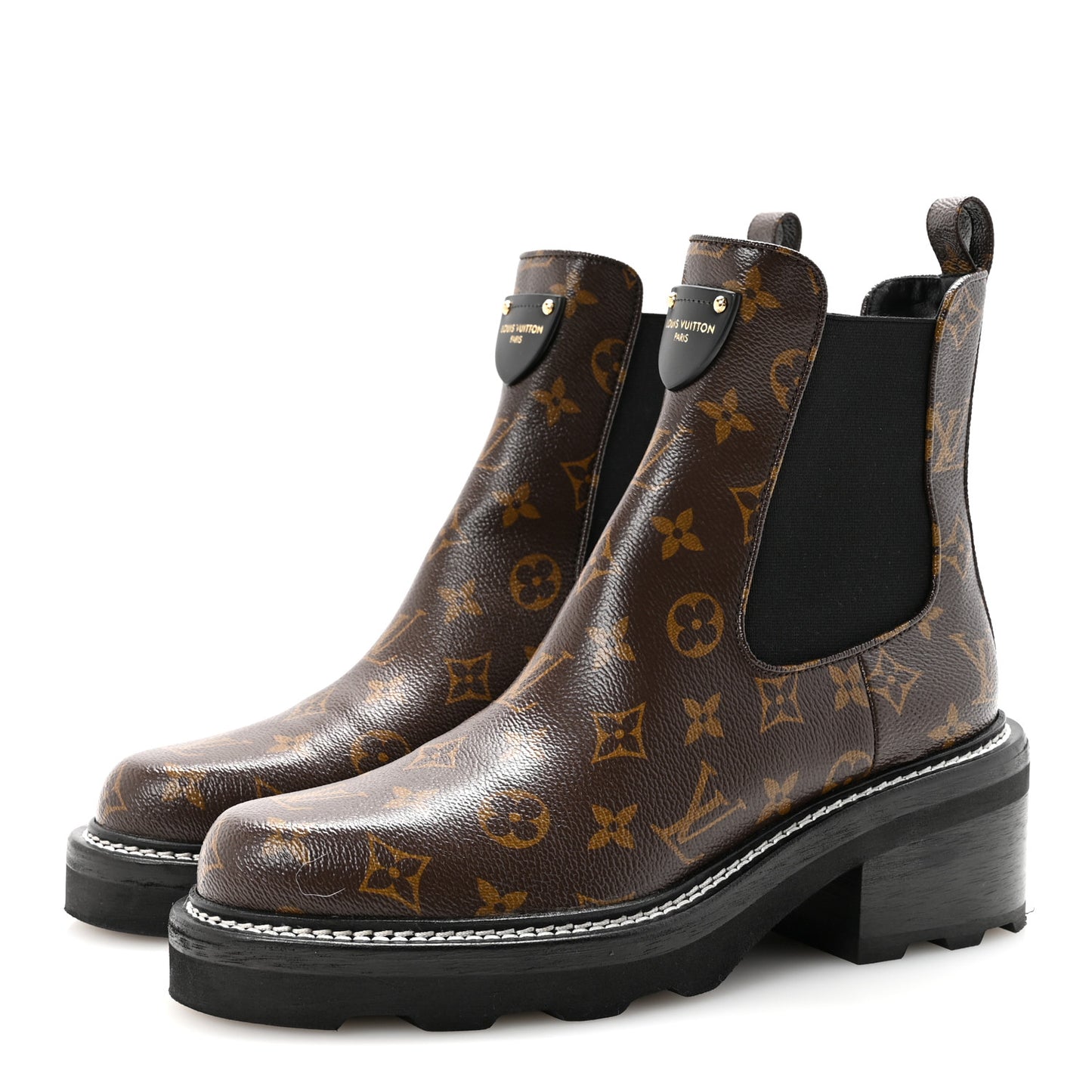 Patent Monogram LV Beaubourg Ankle Boots 41 Black