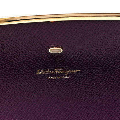 Salvatore Ferragamo Hammered Calfskin Gancini Icona Mini Bag Blackberry 5 of 8
