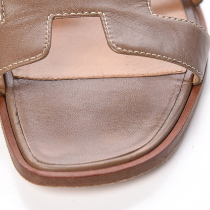 Hermes Box Calfskin Oran Sandals 38 Taupe 11 of 16