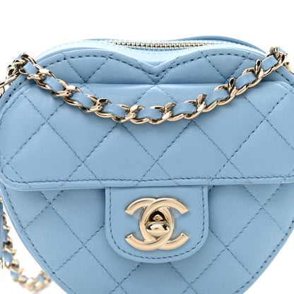Chanel Lambskin Quilted CC In Love Heart Clutch With Chain Light Blue 8 of 10