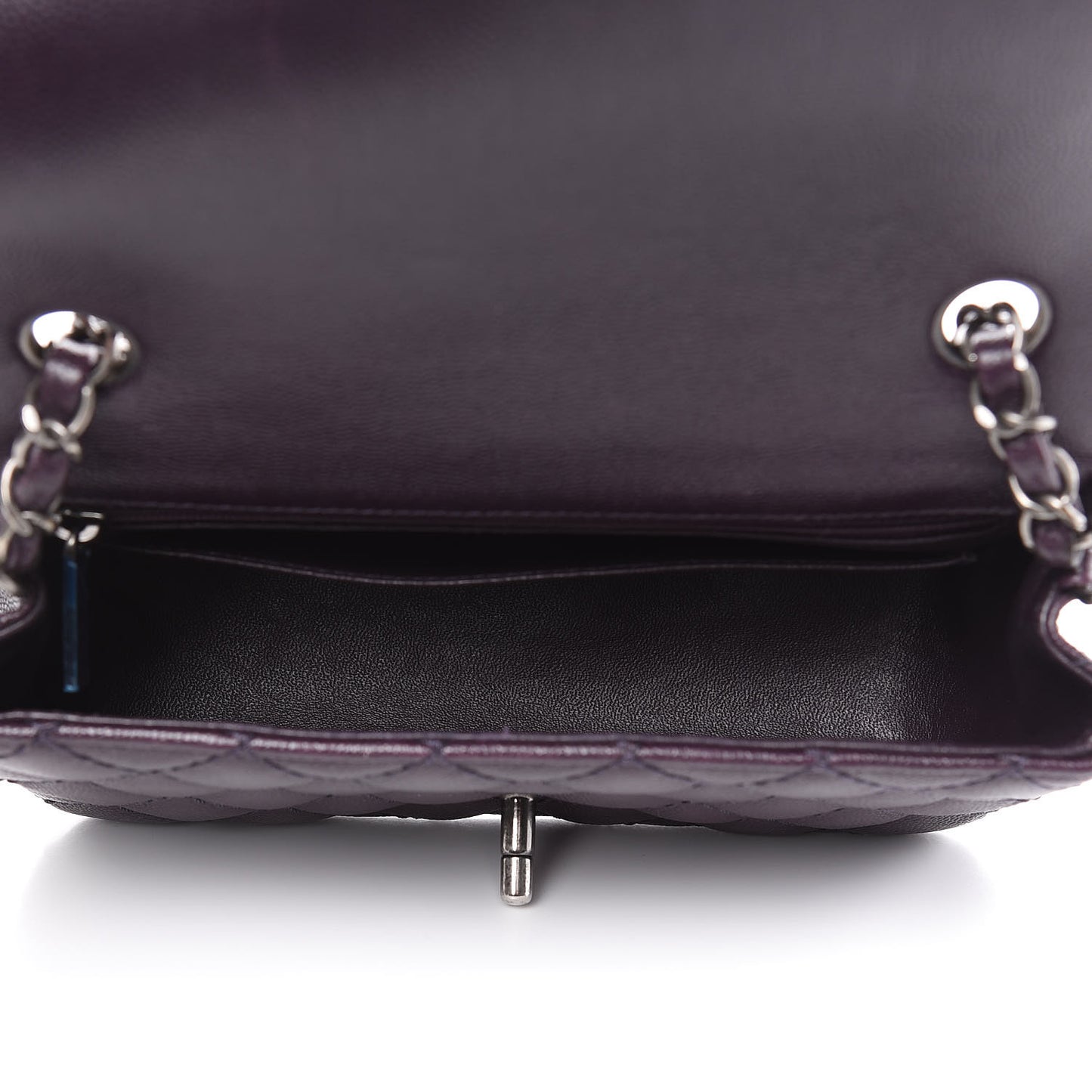 Washed Caviar Quilted Mini Rectangular Flap Dark Purple