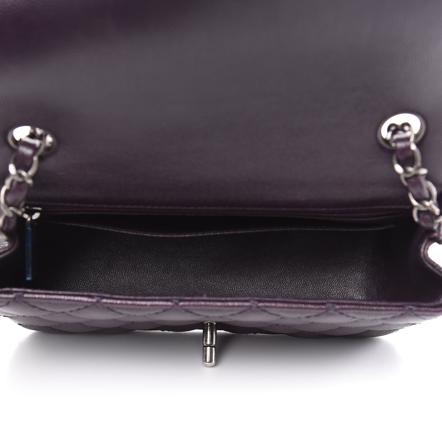 Chanel Washed Caviar Quilted Mini Rectangular Flap Dark Purple 7 of 10