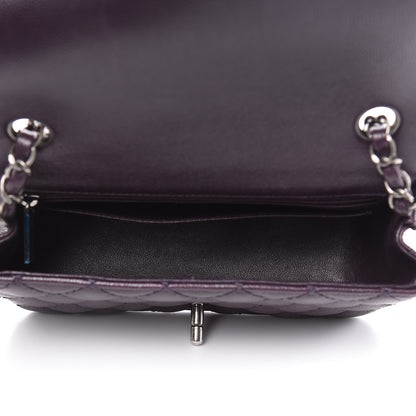 Chanel Washed Caviar Quilted Mini Rectangular Flap Dark Purple 7 of 10