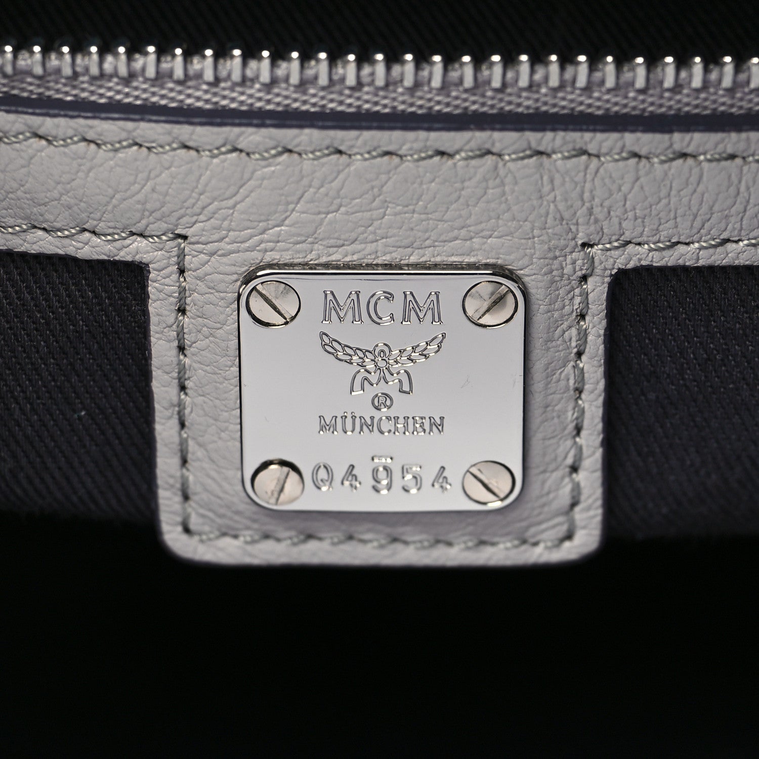 MCM Calfskin Ottomar Monogram Essential Boston Bag Grey 6 of 12