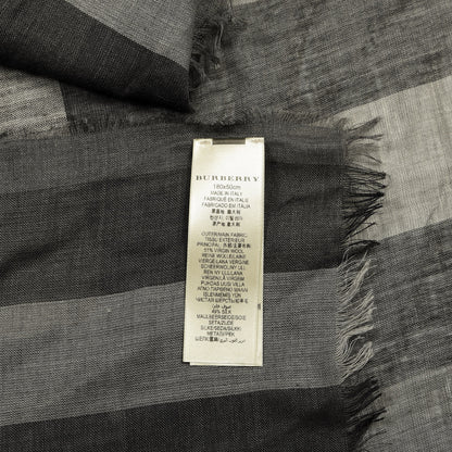 Burberry Wool Silk Gauze Giant Exploded Check Scarf Charcoal 4 of 4