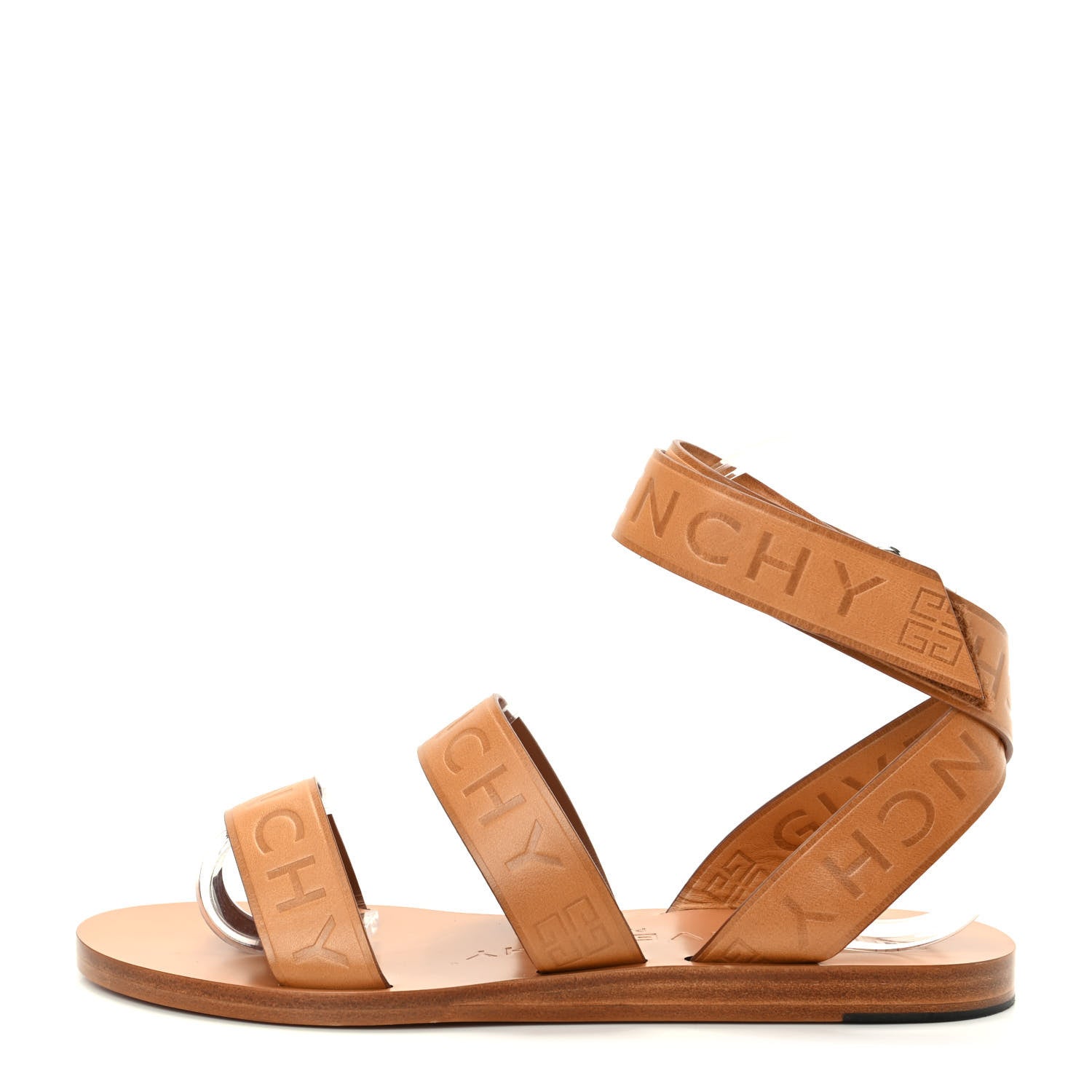 Givenchy Calfskin Logo Ankle Strap Sandals 36 Brown 1 of 10