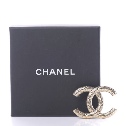 Chanel Metal CC Diamond Quilted Brooch Light Gold 4 of 4