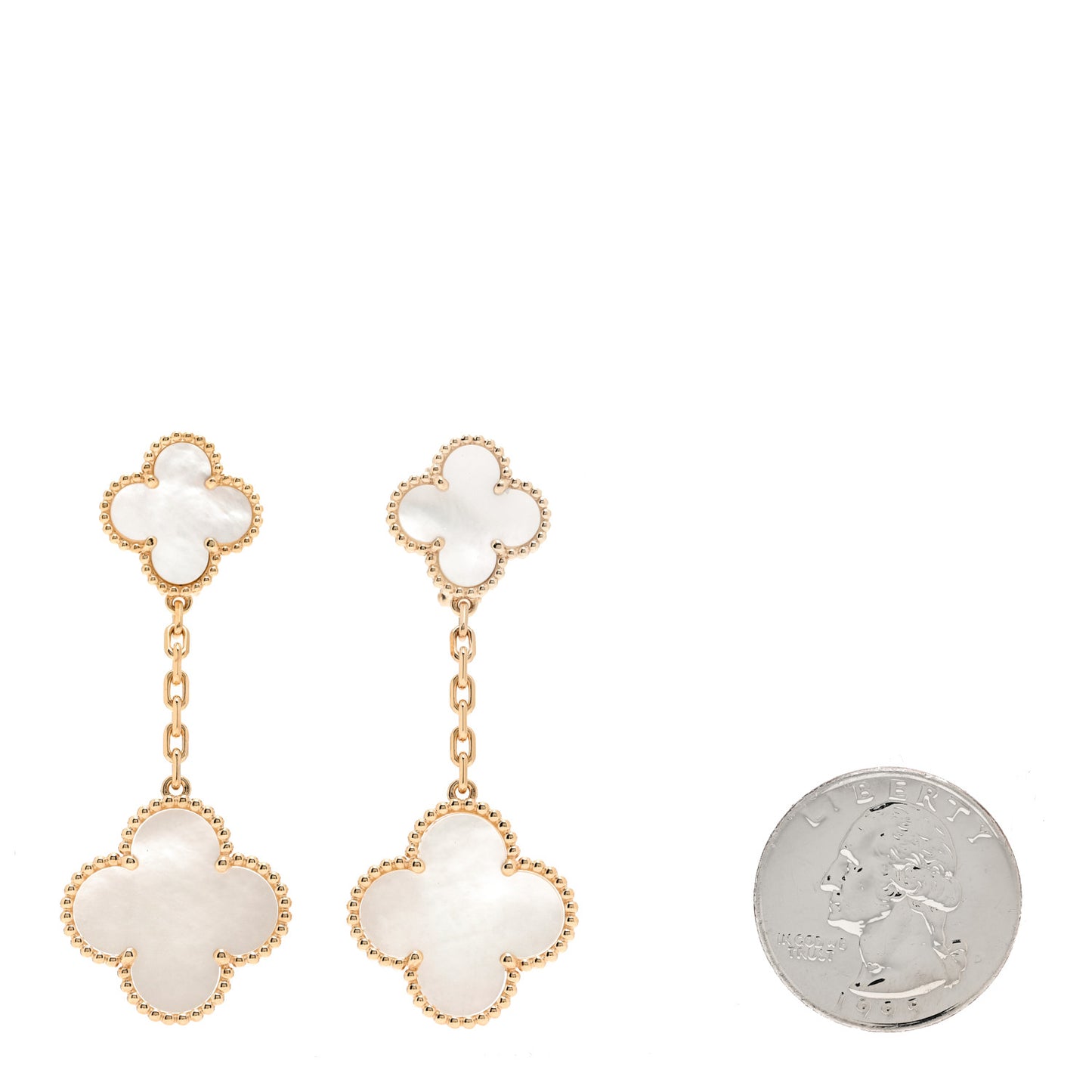 18K Yellow Gold Mother of Pearl 2 Motifs Magic Alhambra Earrings
