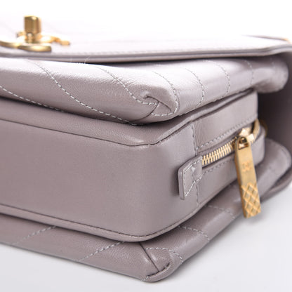 Chanel Lambskin Chevron Stitched Envelope Flap Light Grey 10 of 11