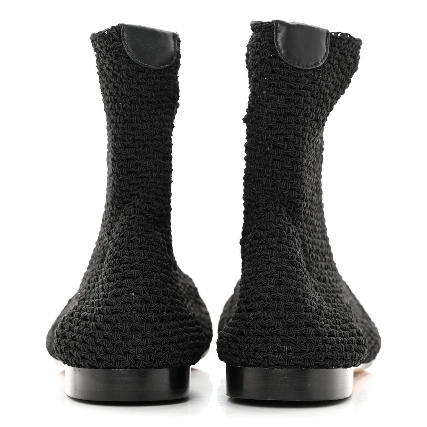 Crochet Patent Cap Toe Short Ankle Boots 35 Black