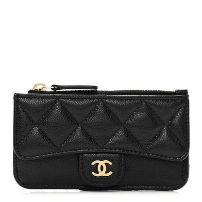Chanel Caviar Quilted Flap Zip Card Holder Black 1 of 8