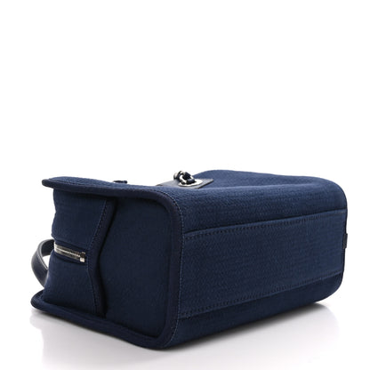 Chanel Mixed Fibers Small Deauville Bowling Bag Navy Blue 4 of 9