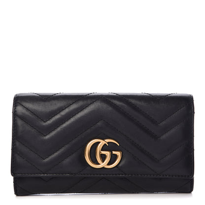 Gucci Calfskin Matelasse GG Marmont Continental Wallet Black 1 of 11
