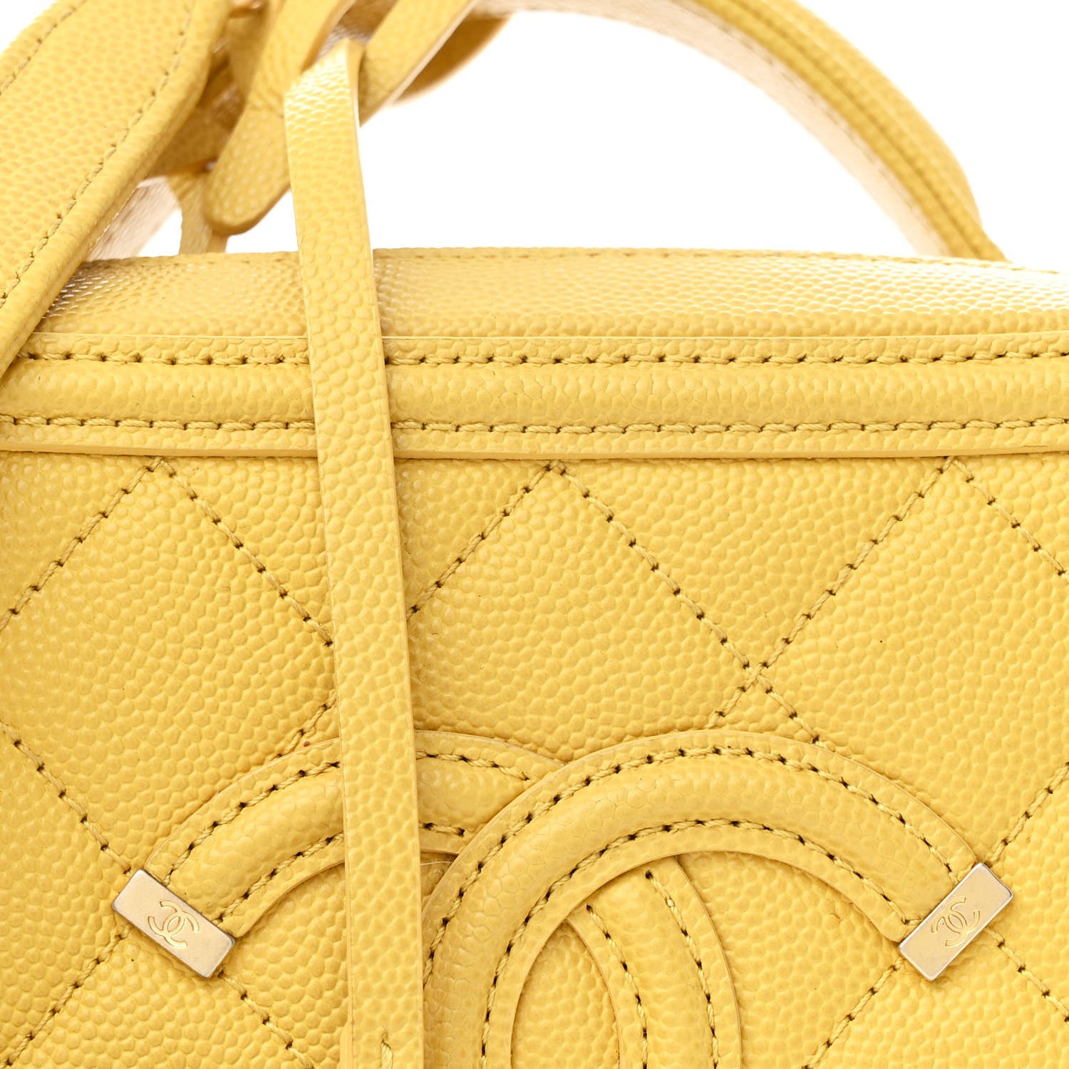 Chanel Caviar Quilted Small CC Filigree Vanity Case Yellow 9 of 13