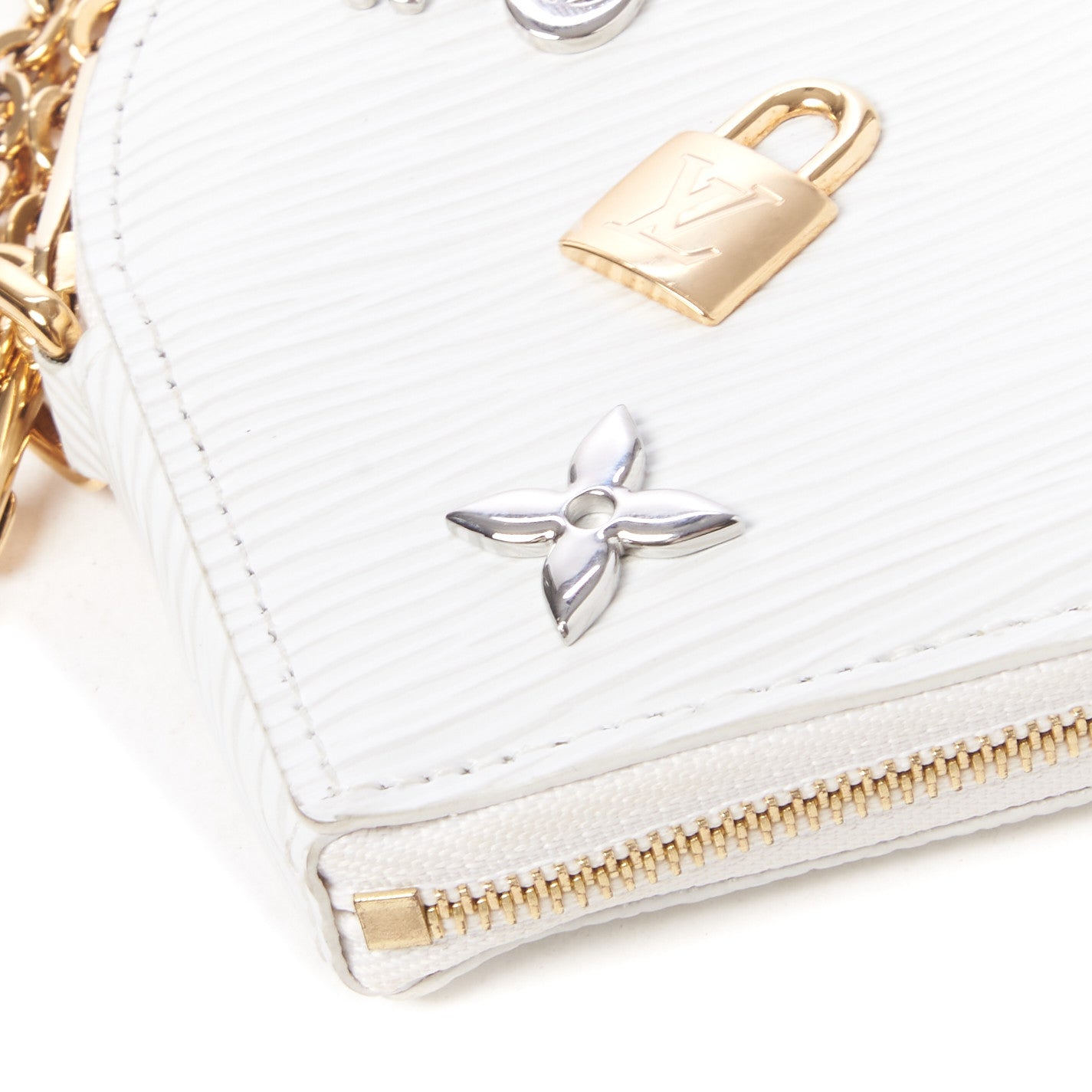 Epi Love Lock Heart Coin Purse White