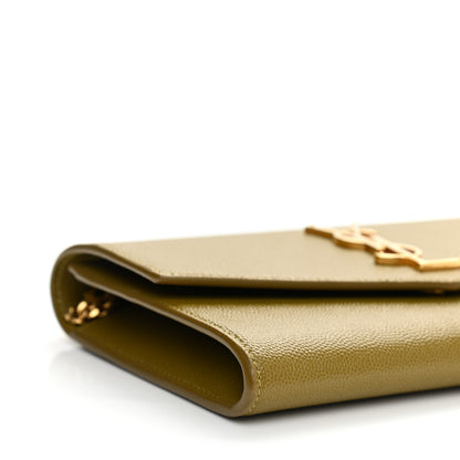 Saint Laurent Grain De Poudre Monogram Uptown Chain Wallet Olive 5 of 9