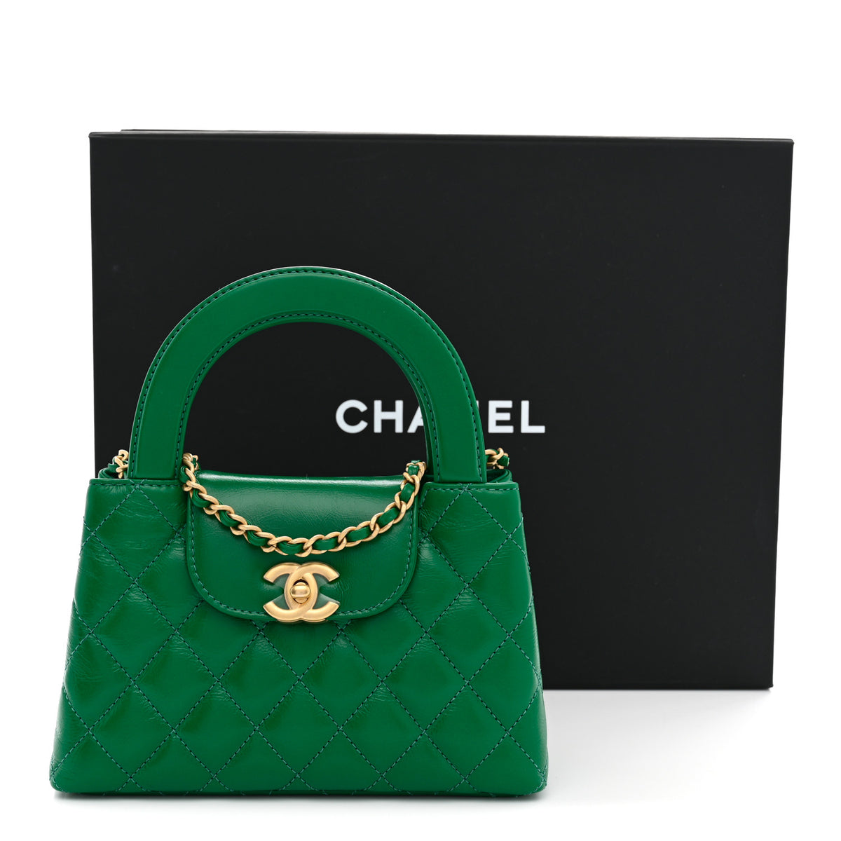 Chanel Shiny Aged Calfskin Quilted Nano Kelly Shopper Green 11 of 11