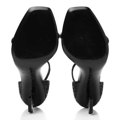 Saint Laurent Glitter Opyum Sandals 36.5 Black 5 of 13