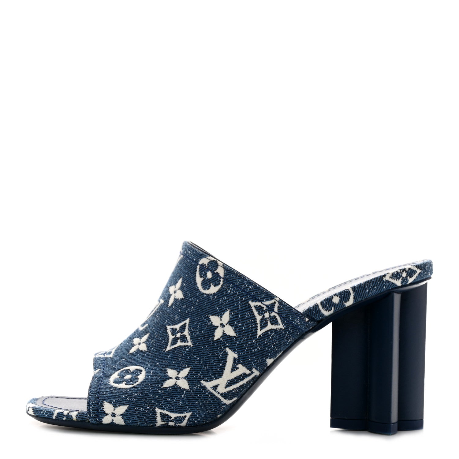Louis Vuitton Denim Monogram Silhouette Mules 39 Navy Blue 1 of 8
